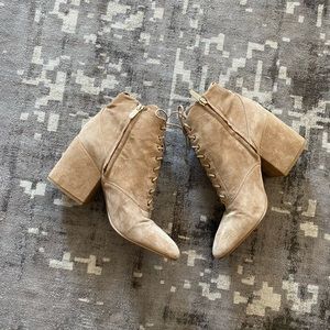 Sam Edelman Lace Up Block Heel Suede Booties
